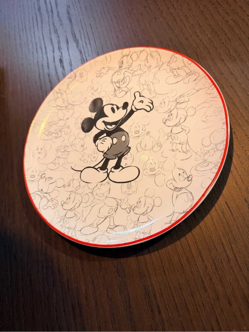 Pottery Barn White and Red Mickey Mouse Dessert Plates